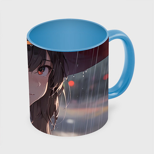 Кружка цветная Konosuba Мэгумин cute / 3D-Белый + небесно-голубой – фото 1