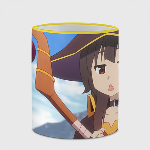 Кружка цветная Konosuba Мэгумин cute / 3D-Желтый кант – фото 2