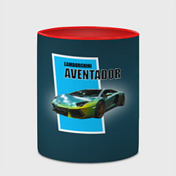 Кружка 3D Спортивная машина Lamborghini Aventador, цвет: 3D-белый + красный — фото 2