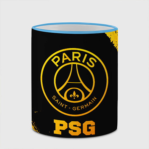 Кружка цветная PSG - gold gradient / 3D-Небесно-голубой кант – фото 2