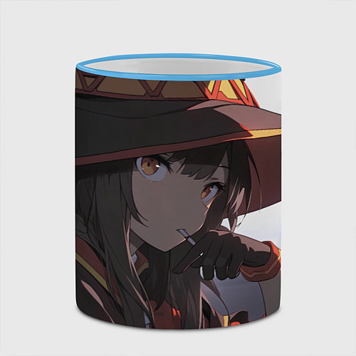 Кружка цветная Konosuba Мэгумин милая / 3D-Небесно-голубой кант – фото 2