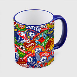 Кружка 3D Футбольные командные эмблемы pattern, цвет: 3D-синий кант