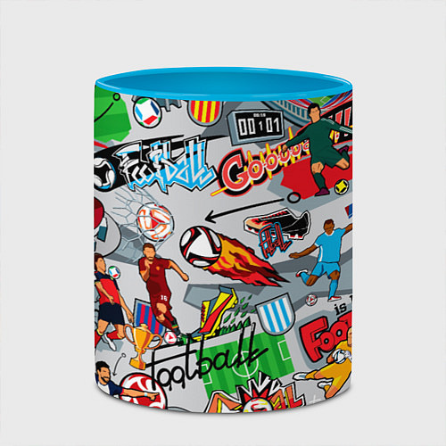 Кружка цветная Football is my life pattern / 3D-Белый + небесно-голубой – фото 2