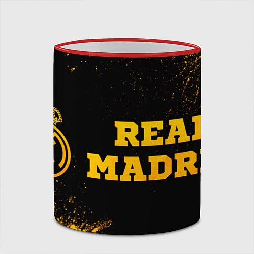 Кружка цветная Real Madrid - gold gradient по-горизонтали / 3D-Красный кант – фото 2