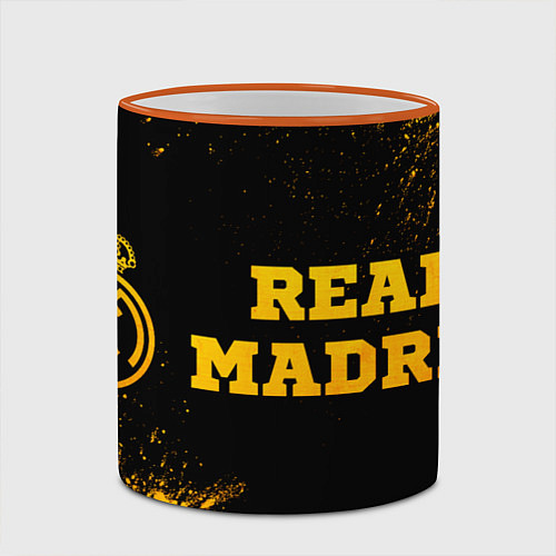 Кружка цветная Real Madrid - gold gradient по-горизонтали / 3D-Оранжевый кант – фото 2