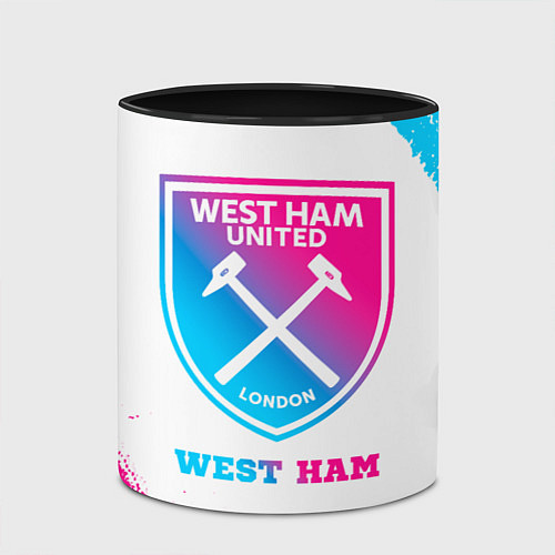 Кружка цветная West Ham neon gradient style / 3D-Белый + черный – фото 2