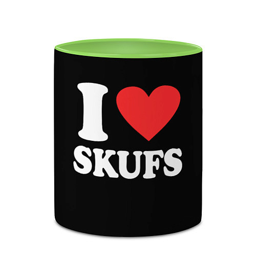 Кружка цветная I love skufs / 3D-Белый + светло-зеленый – фото 2