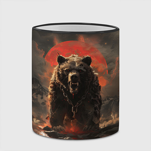 Кружка цветная Russian angry bear / 3D-Черный кант – фото 2