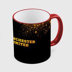 Кружка 3D Manchester United - gold gradient по-горизонтали, цвет: 3D-красный кант