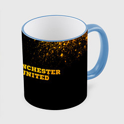 Кружка 3D Manchester United - gold gradient по-горизонтали, цвет: 3D-небесно-голубой кант