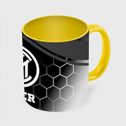 Кружка 3D Inter sport на темном фоне, цвет: 3D-белый + желтый
