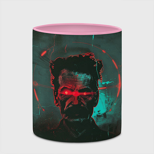 Кружка цветная Старик со светящимися красными глазами / 3D-Белый + розовый – фото 2