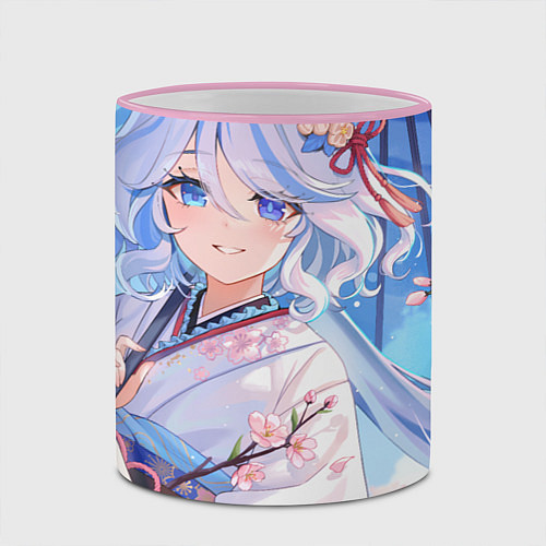Кружка цветная Genshin Impact Furina зонт / 3D-Розовый кант – фото 2
