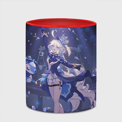 Кружка цветная Genshin Impact Furina servants / 3D-Белый + красный – фото 2