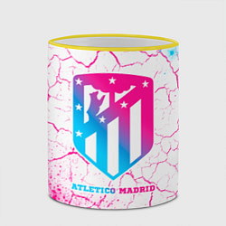 Кружка 3D Atletico Madrid neon gradient style, цвет: 3D-желтый кант — фото 2