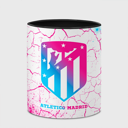 Кружка цветная Atletico Madrid neon gradient style / 3D-Белый + черный – фото 2