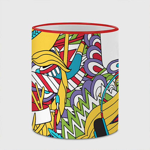 Кружка цветная Летние мотивы / 3D-Красный кант – фото 2
