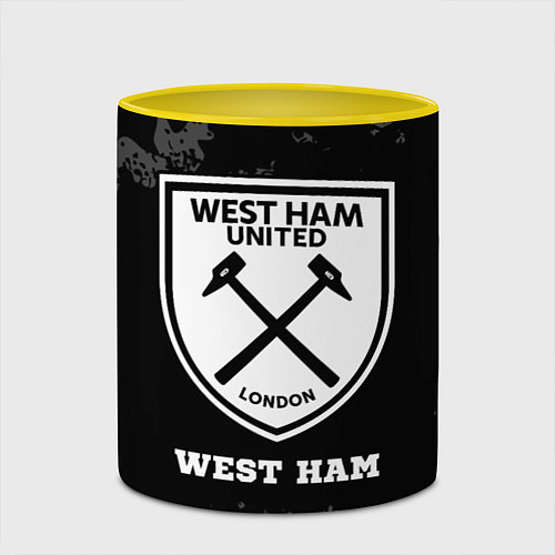 Кружка цветная West Ham sport на темном фоне / 3D-Белый + желтый – фото 2
