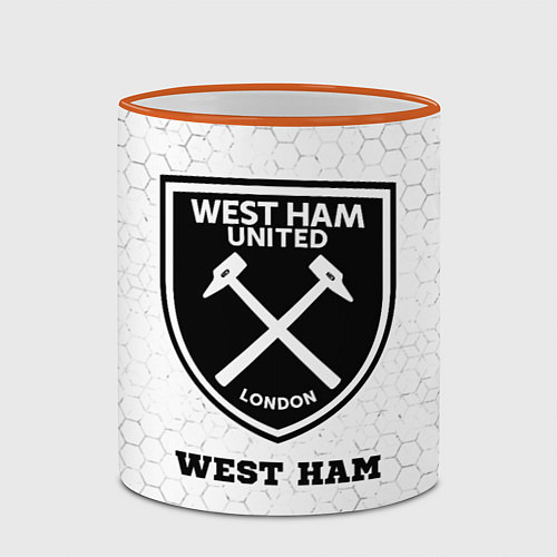 Кружка цветная West Ham sport на светлом фоне / 3D-Оранжевый кант – фото 2