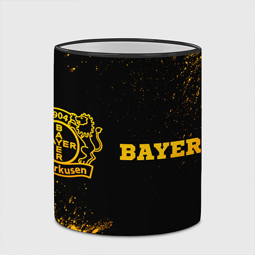 Кружка цветная Bayer 04 - gold gradient по-горизонтали / 3D-Черный кант – фото 2