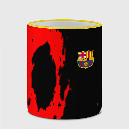 Кружка цветная Barcelona fc краски спорт / 3D-Желтый кант – фото 2