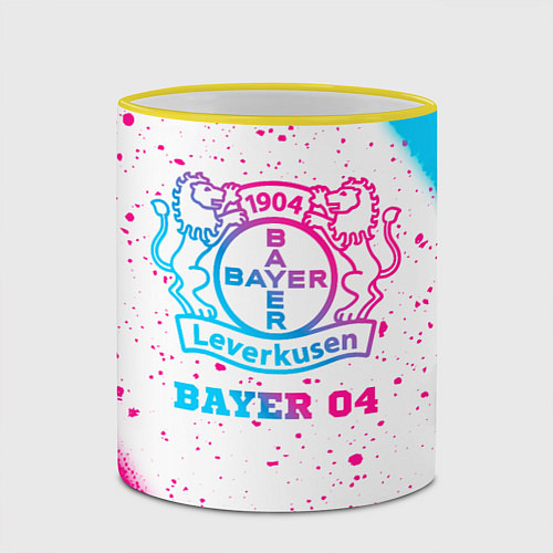 Кружка цветная Bayer 04 neon gradient style / 3D-Желтый кант – фото 2