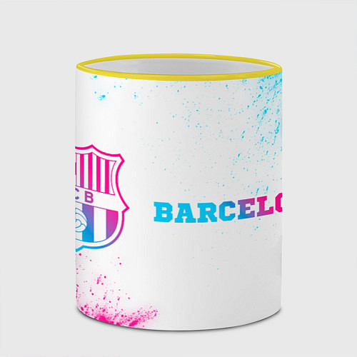 Кружка цветная Barcelona neon gradient style по-горизонтали / 3D-Желтый кант – фото 2