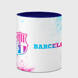 Кружка 3D Barcelona neon gradient style по-горизонтали, цвет: 3D-белый + синий — фото 2