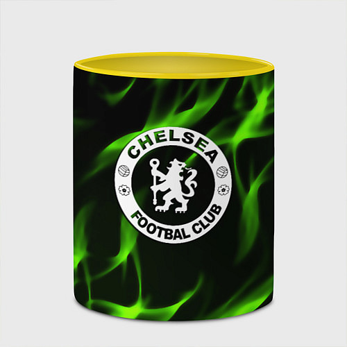 Кружка цветная Chelsea sport club fc fire / 3D-Белый + желтый – фото 2