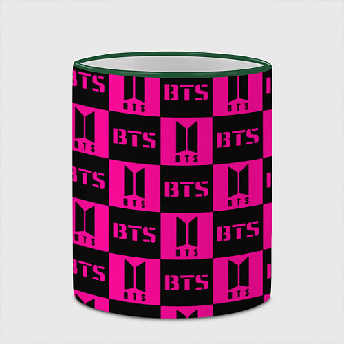 Кружка цветная BTS pattern pink logo / 3D-Зеленый кант – фото 2