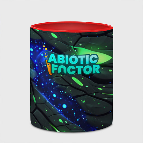 Кружка цветная Abiotic Factor logo bright neon / 3D-Белый + красный – фото 2