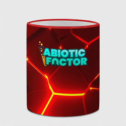 Кружка цветная Abiotic Factor логотип на красном неоновом фоне / 3D-Красный кант – фото 2