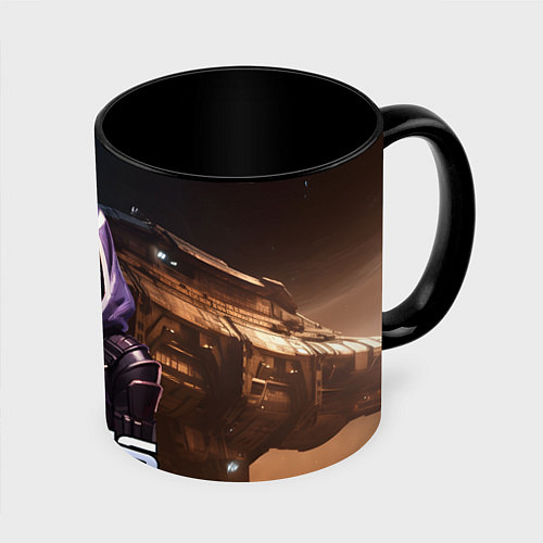Кружка цветная Mass Effect ТалиЗора аватар / 3D-Белый + черный – фото 1