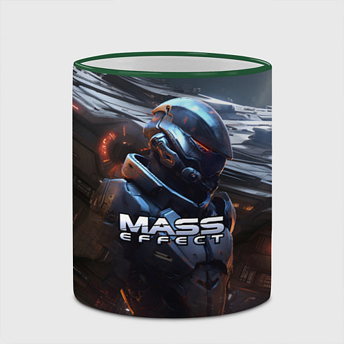 Кружка цветная Mass Effect game space / 3D-Зеленый кант – фото 2