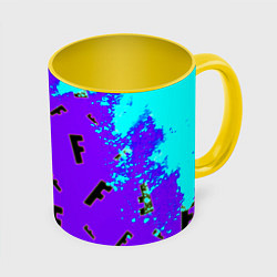 Кружка 3D Fortnite neon steel colors epic, цвет: 3D-белый + желтый