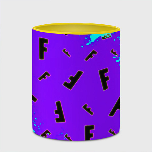 Кружка цветная Fortnite neon steel colors epic / 3D-Белый + желтый – фото 2