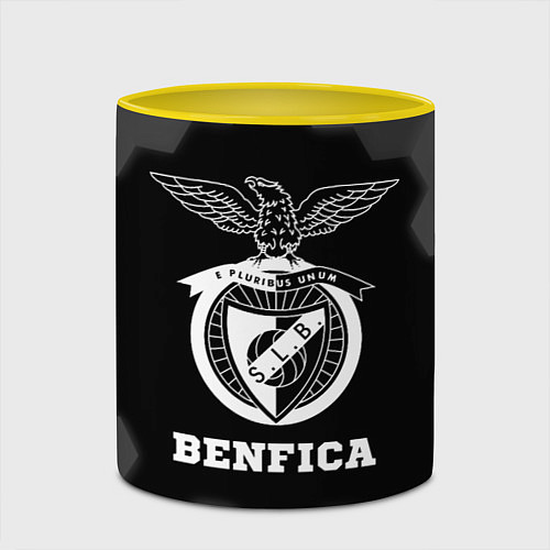 Кружка цветная Benfica sport на темном фоне / 3D-Белый + желтый – фото 2
