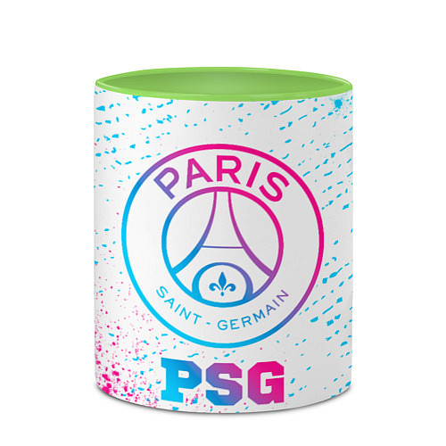 Кружка цветная PSG neon gradient style / 3D-Белый + светло-зеленый – фото 2