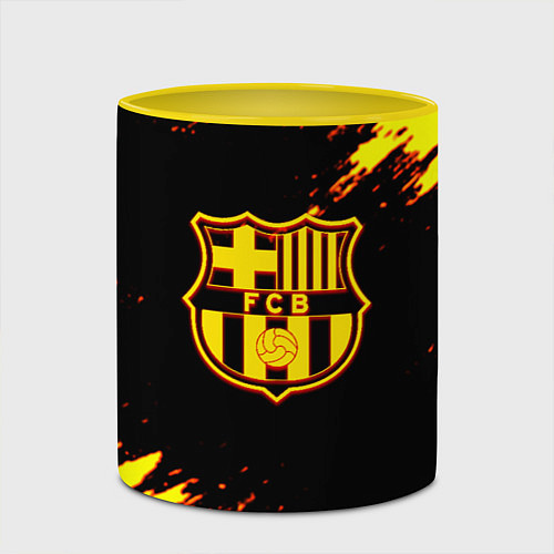 Кружка цветная Barcelona огненные краски лого / 3D-Белый + желтый – фото 2
