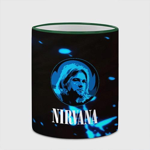 Кружка цветная Nirvana рок бенд краски / 3D-Зеленый кант – фото 2