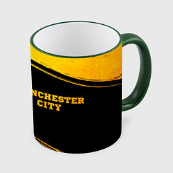 Кружка 3D Manchester City - gold gradient по-горизонтали, цвет: 3D-зеленый кант