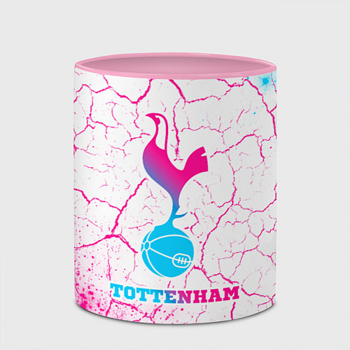 Кружка цветная Tottenham neon gradient style / 3D-Белый + розовый – фото 2