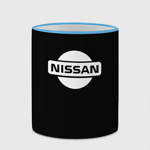 Кружка цветная Nissan logo white / 3D-Небесно-голубой кант – фото 2