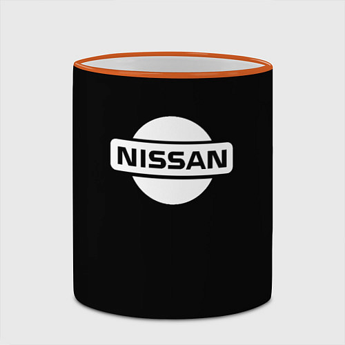 Кружка цветная Nissan logo white / 3D-Оранжевый кант – фото 2