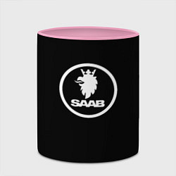 Кружка 3D Saab avto logo, цвет: 3D-белый + розовый — фото 2