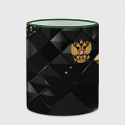 Кружка 3D Золотой герб России на черно-золотой текстуре, цвет: 3D-зеленый кант — фото 2