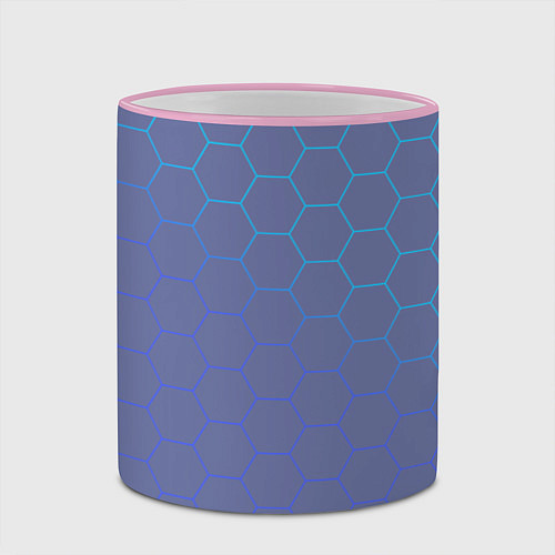Кружка цветная Шестигранники индиго / 3D-Розовый кант – фото 2