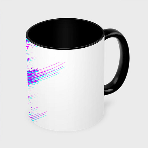 Кружка цветная Neon glitch / 3D-Белый + черный – фото 1