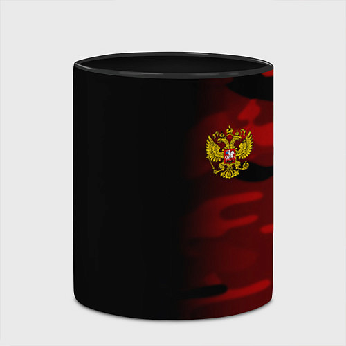 Кружка цветная Герб РФ камуфляжная тексткура / 3D-Белый + черный – фото 2