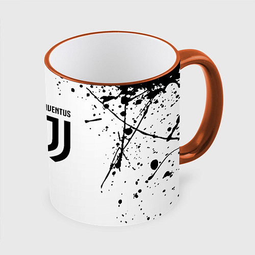 Кружка цветная Juventus краски текстура спорт / 3D-Оранжевый кант – фото 1